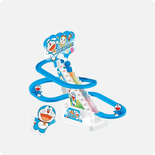 Automatic Stair Climbing Doraemon Toy | Moving Escalator Track Playset with Music & Lights | Fun Action Toy for Boys & Girls