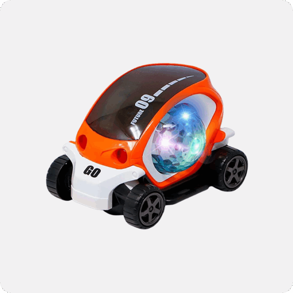 Stunt Car Toy with Music & 4D Vibrant Light Effects | 360° Rotating Bump & Go Action Car Toy for Kids