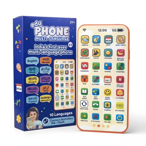 Kids Phone – Rechargeable Toy for Kids with 24 Learning Modes | Talking Dummy Mobile for Boys & Girls Age 2–12 | Educational Mobile Phone Toy with Music & Games Flash Card Phone